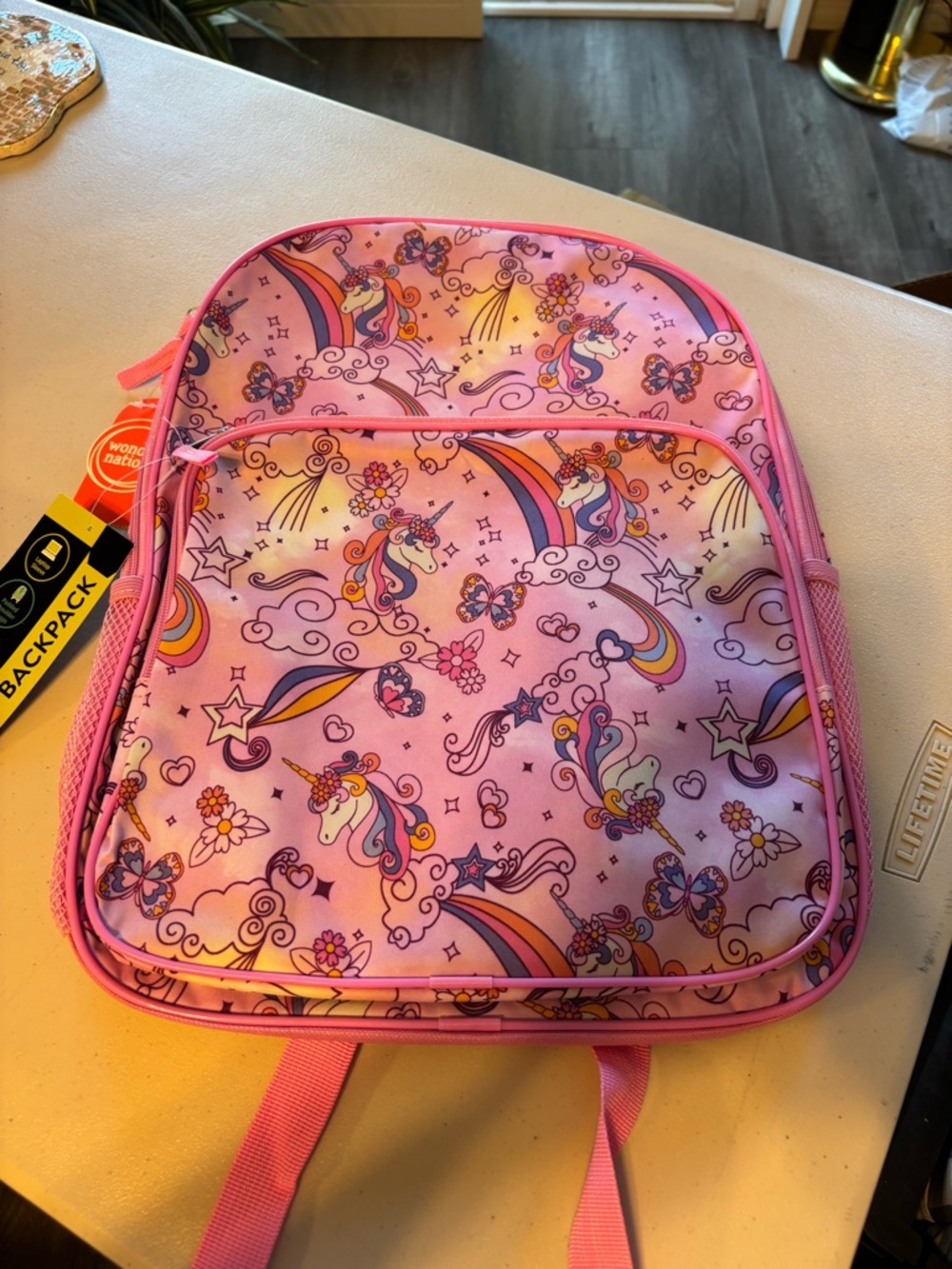 wonder nation Pink Unicorn Rainbow Kids Backpack. 17”